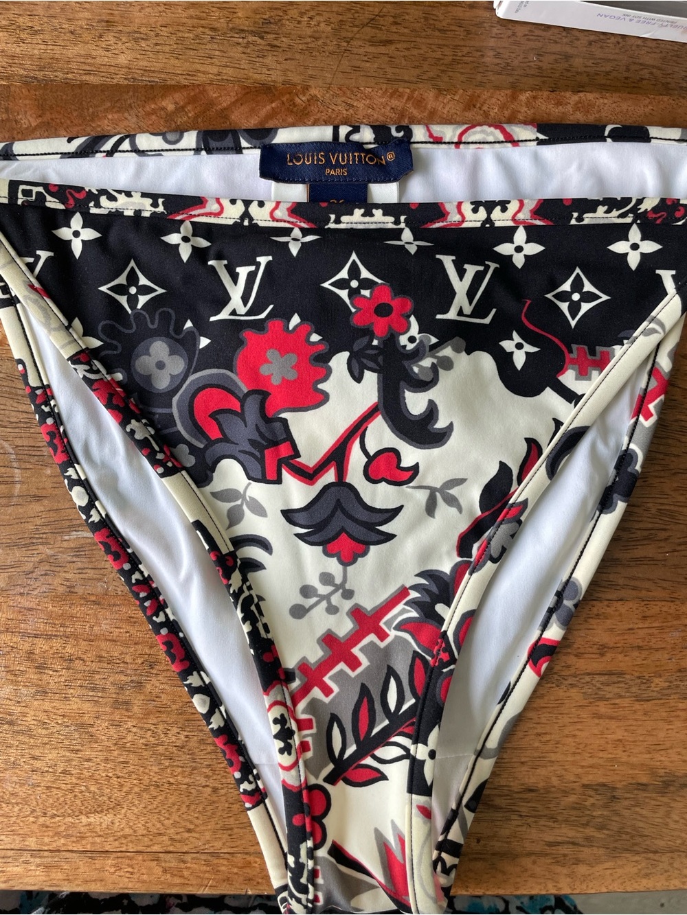 LV Monogram Floral Bikini Bottom - Black/Red/Cream - New! Never worn